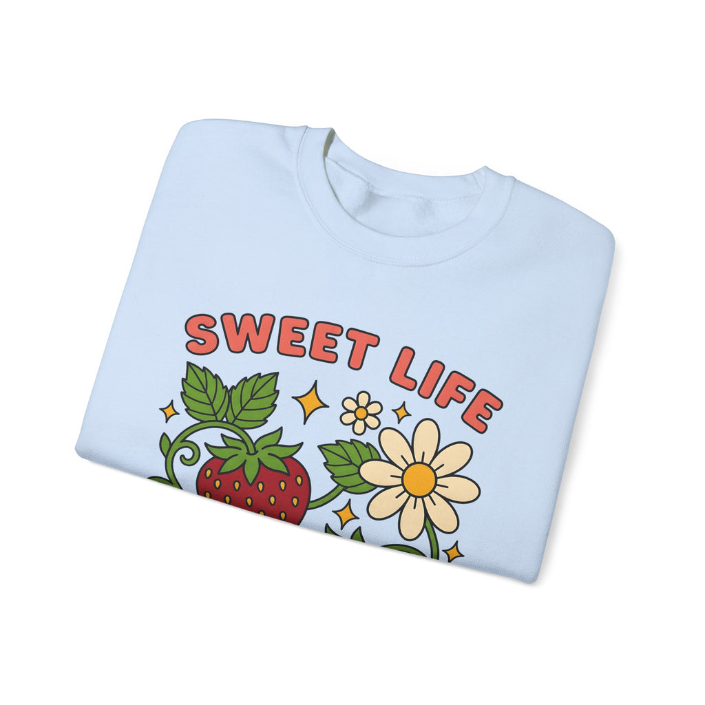 Strawberry Flower Boho Chic Produce Gift Strawberry Hippie Fan Illustrated Fruit Vintage Sweatshirt