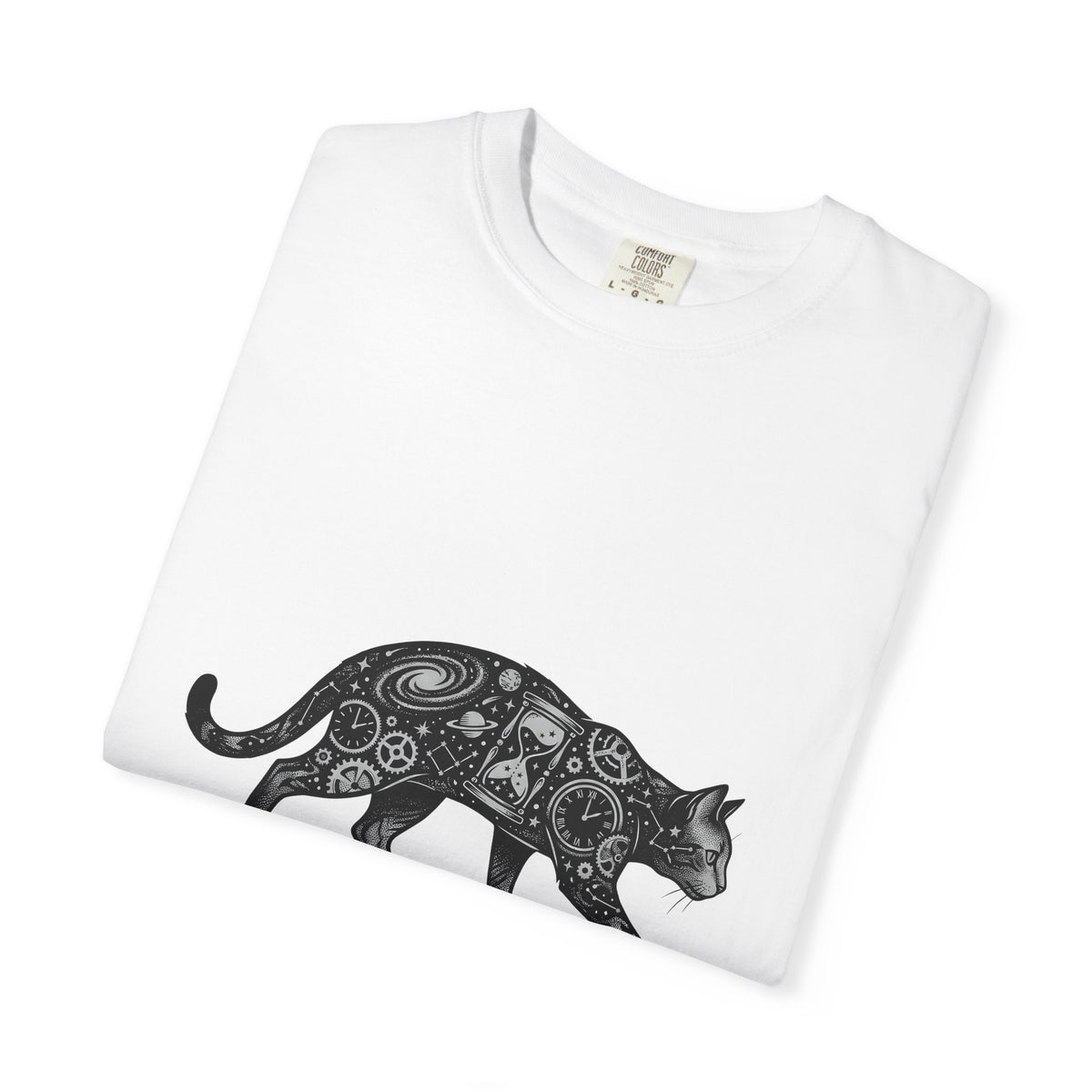 Cosmic Cat T-Shirt Cat Steampunk Gift Women Tattoo Style T-Shirt Kitty T-Shirt Cat Fan Traditional T-Shirt Steampunk Graphic Vintage Gears T-Shirt