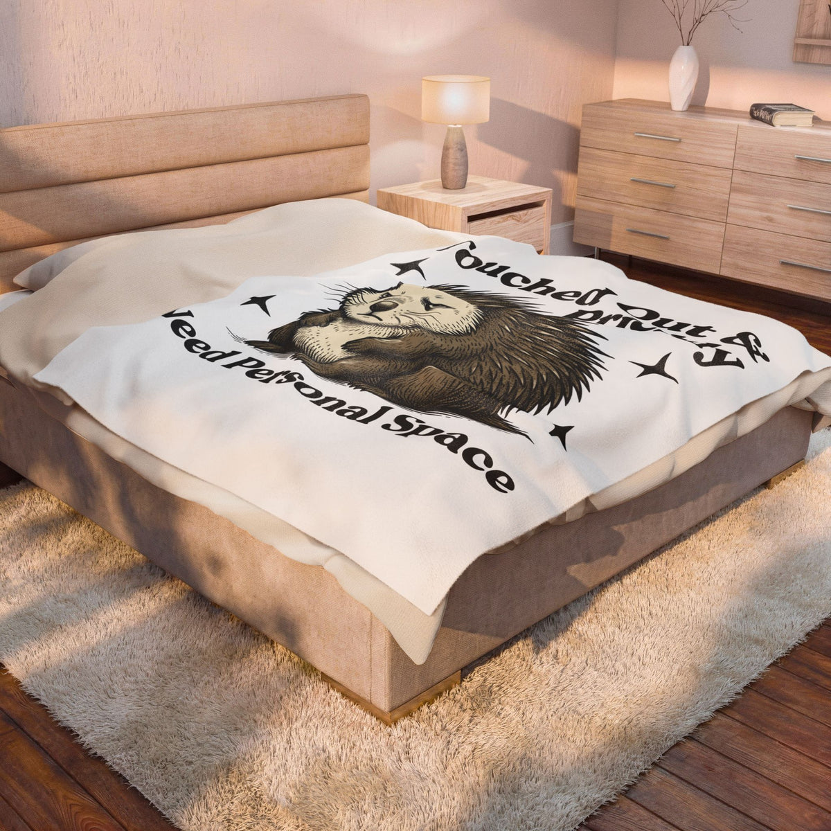 Grumpy Porcupine Blanket Moms Humor Gift Women Hand Drawn Blanket Quillpig Blanket Motherhood Fan Illustrated Graphic Blanket Vintage Stars Blanket