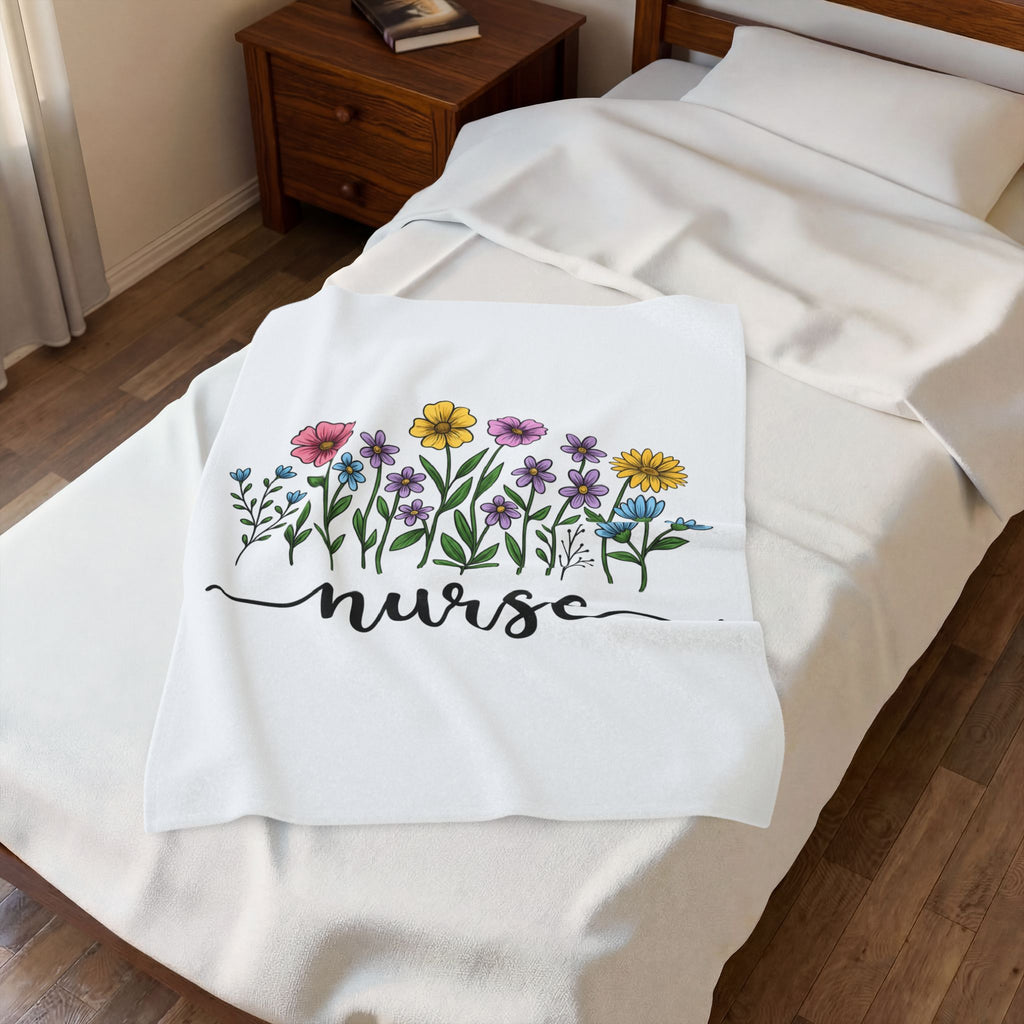 Field Blooms Blanket Nurse Petals Gift Women Line Art Blanket Wildflowers Blanket Healthcare Enthusiast Floral Blanket Floral Graphic Southwestern