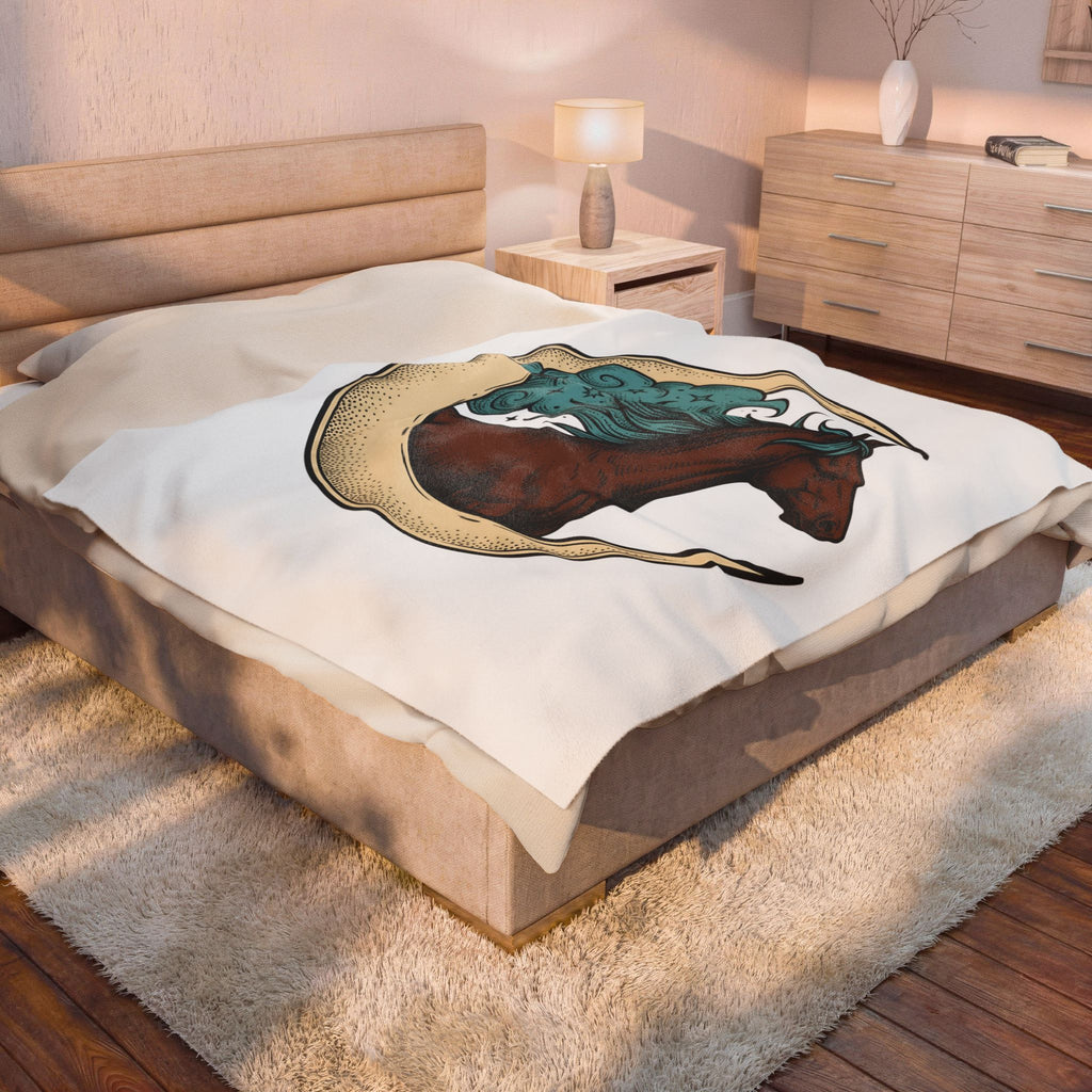 Horse Moon Blanket Cowgirl Western Gift Women Boho Blanket Equine Blanket Rodeo Fan Cowboy Graphic Western Design Blanket Boho Blanket Vintage Stars
