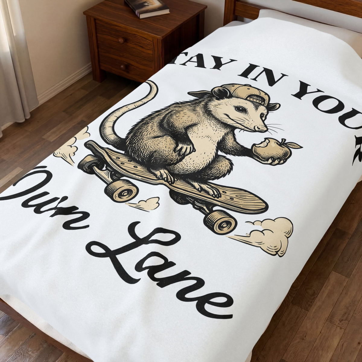 Opossum Skateboard Cute Wildlife Gift Sketch Possum Adorable Fan Drawing Retro Snapback Hat Blanket