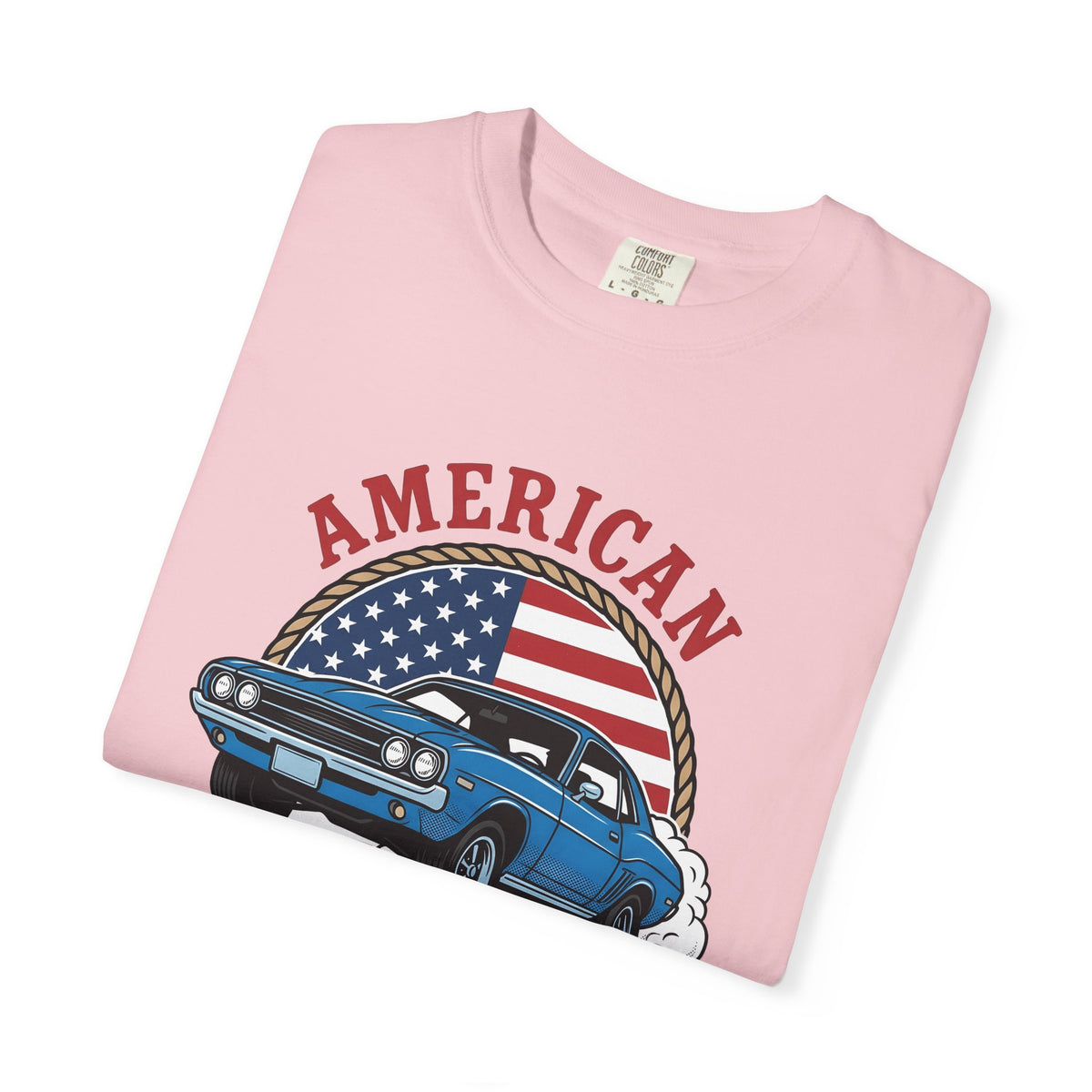 Muscle Car T-Shirt America Automotive Gift Women Vintage T-Shirt Hot Rod T-Shirt Patriot Enthusiast Classic T-Shirt Car Graphic Retro American Flag