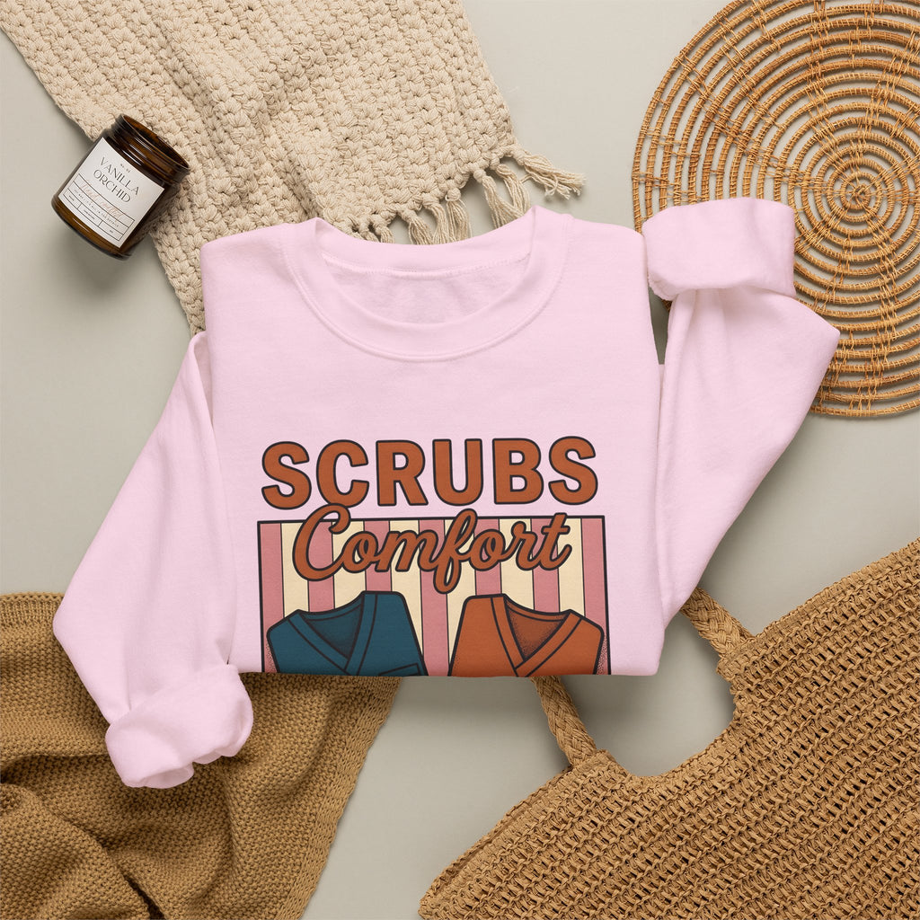 Scrubs Print Sweatshirt Nurses Wellness Gift Women Hand Drawn Sweatshirt Medical Print Sweatshirt Nurse Enthusiast Illustration Graphic Line Art Red Cross