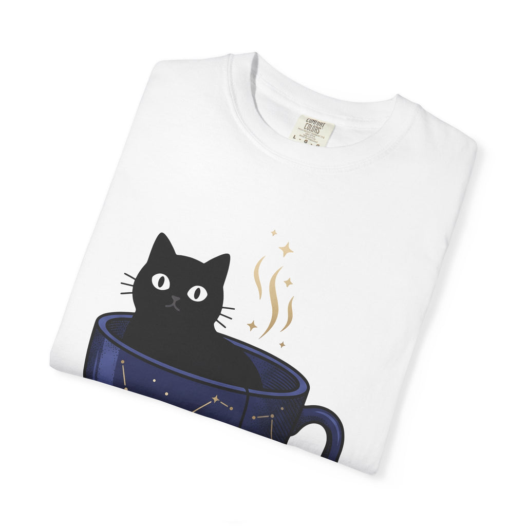 Black Feline Tea Cup T-Shirt Cat Gift Women Signs Gift Women Cute T-Shirt Cat T-Shirt T-Shirt Cat Fan Kitty T-Shirt Adorable T-Shirt Zodiac Graphic T-Shirt