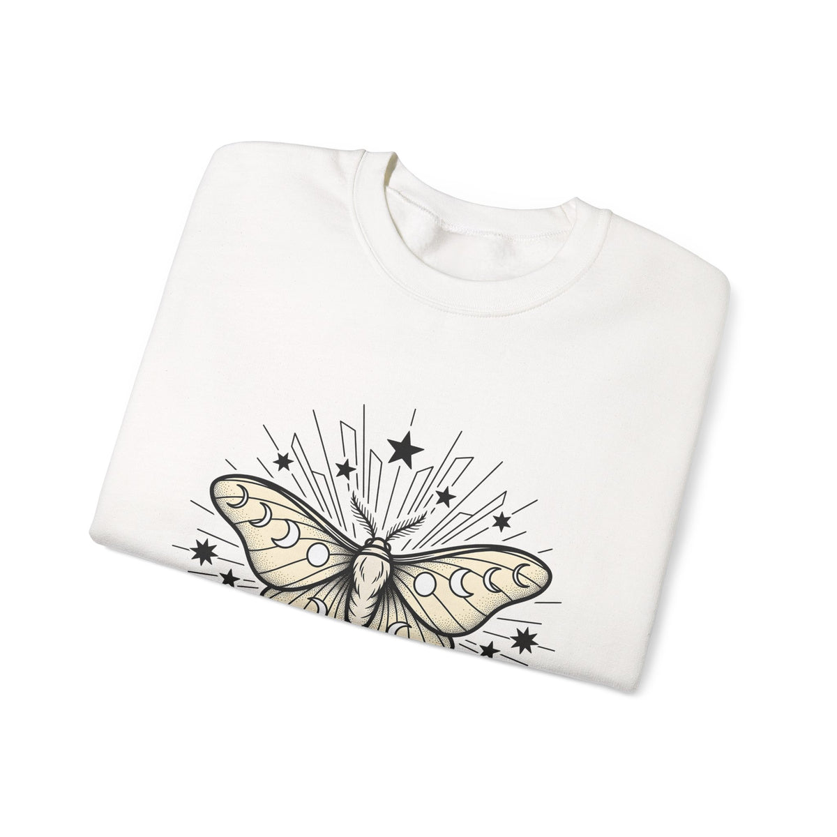 Luna Moth Sweatshirt Boho Chic Zodiac Gift Women Outline Sweatshirt Actias Luna Sweatshirt Hippie Fan Hand Drawn Sweatshirt Astrology Graphic Retro Star Shapes