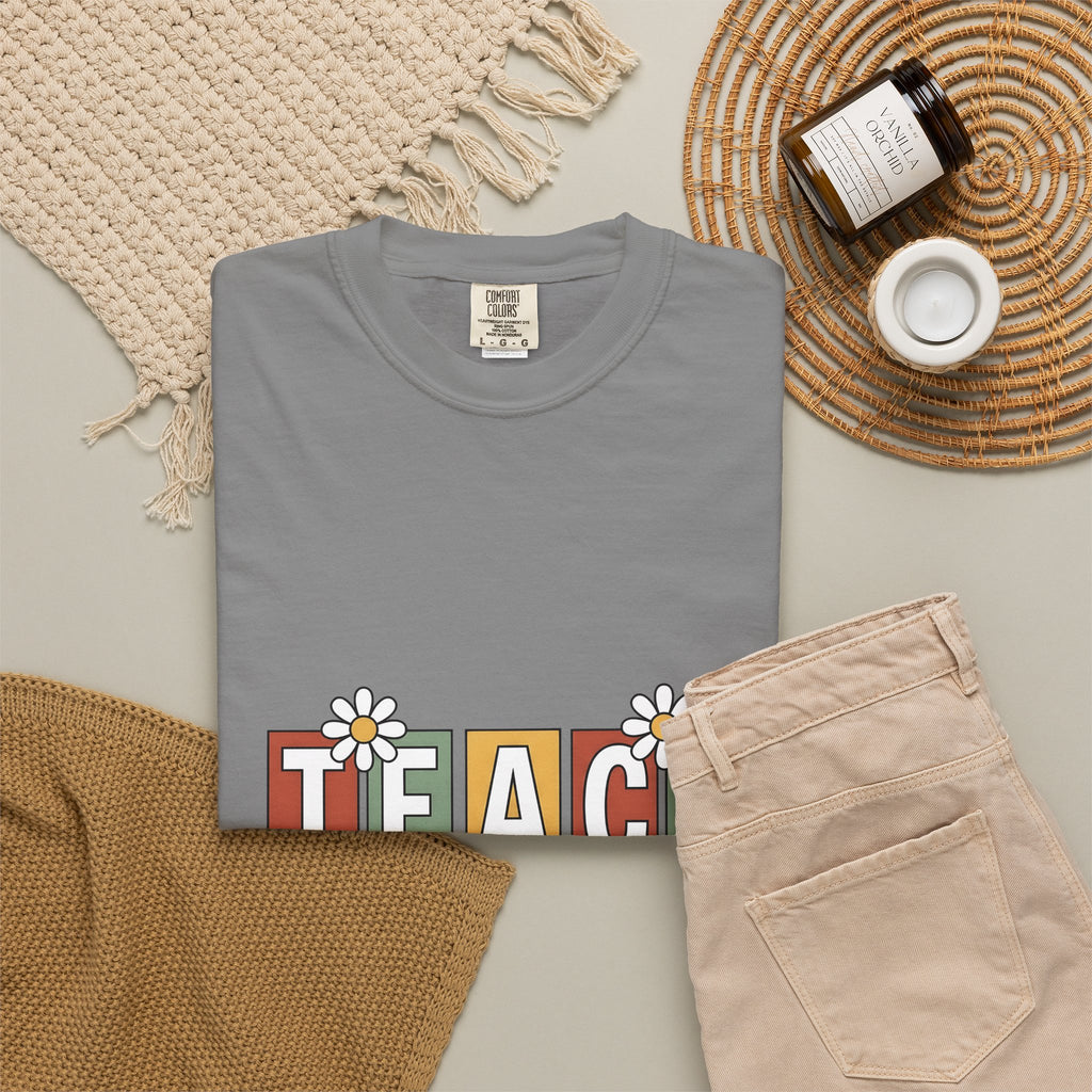 Flower Alphabet Art T-Shirt Teachers Education Gift Women Tribal T-Shirt Alphabet T-Shirt Educator Enthusiast Ethnic T-Shirt Learning Graphic