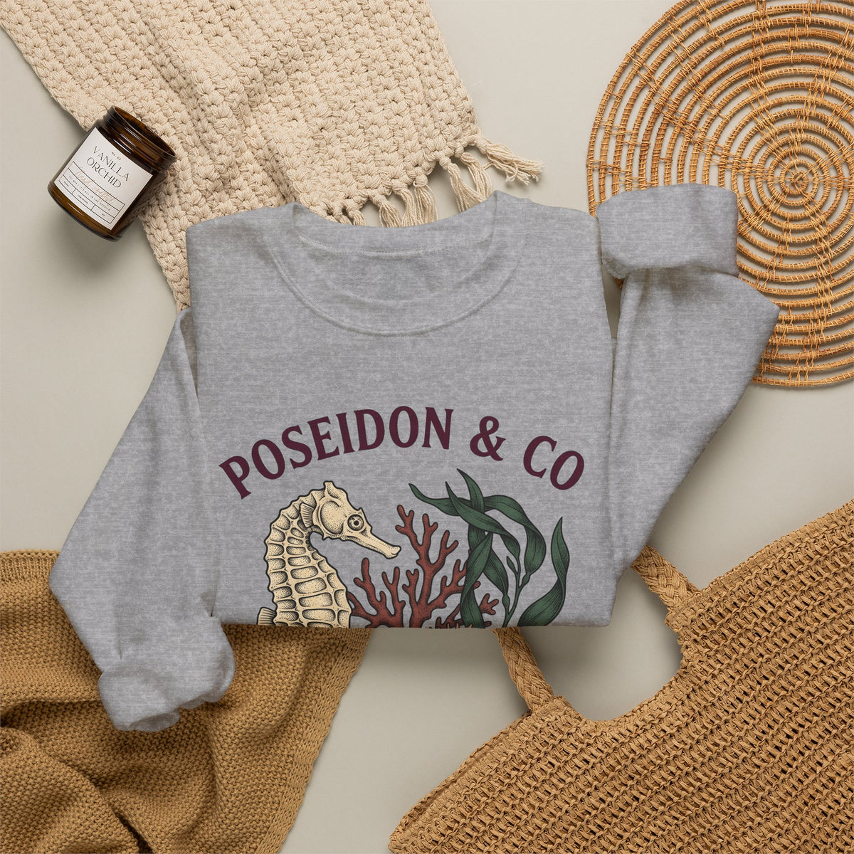 Seahorse Ocean Coastal Gift Old School Seahorse Marine Fan Sea Creature Coastal Ink Sweatshirt