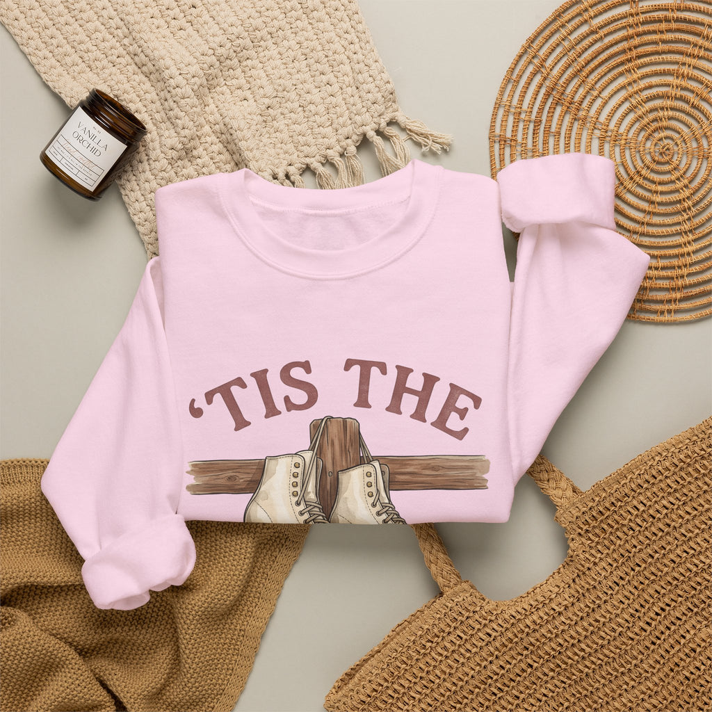 Skating Boots Sweatshirt Christmas Frost Gift Women Doodle Sweatshirt Ice Skates Sweatshirt Christmas Fan Ice Skate Sweatshirt Frosty Graphic Illustration