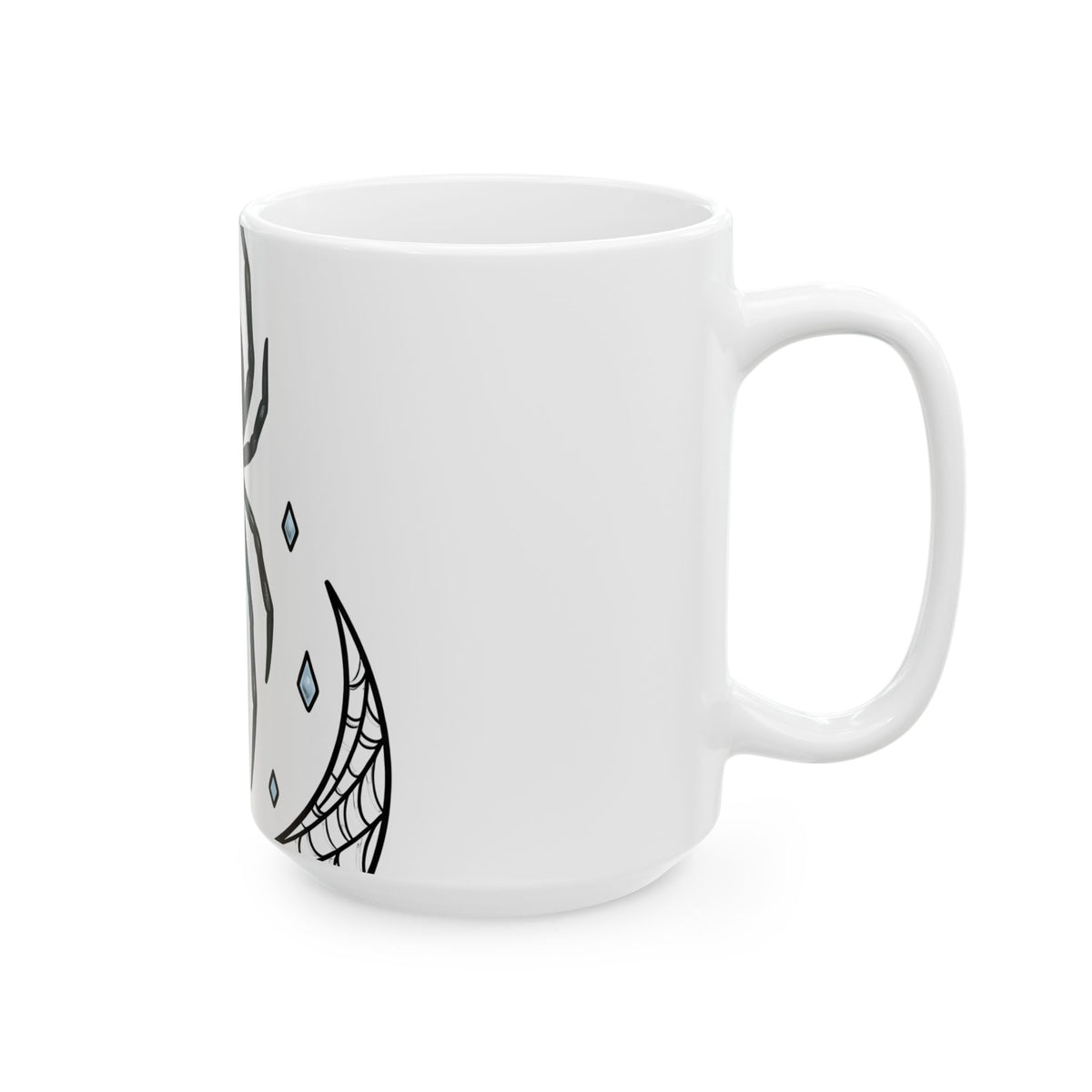 Black Spider Mug Halloween Mysticism Gift Women Horror Mug Tarantula Mug Halloween Fan Spooky Mug Occult Graphic Sketch Crescent