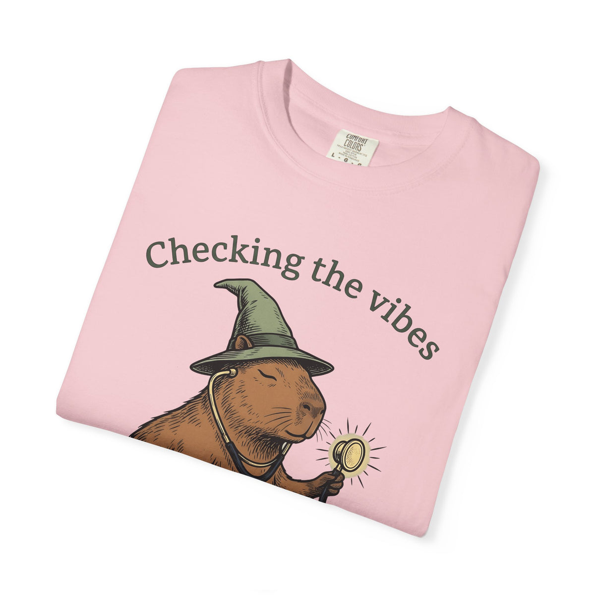 Capybara Warlock T-Shirt Nurses Critter Gift Women Illustrated T-Shirt Rodent T-Shirt Nurse Enthusiast Cartoon T-Shirt Animal Graphic Line Art