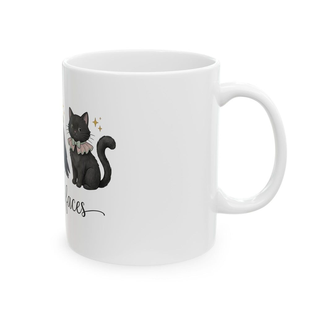 Bat Crow Cat Mug Halloween Witch Gift Women Cute Mug Animal Mug Spooky Fan Cartoon Mug Magical Graphic Hand