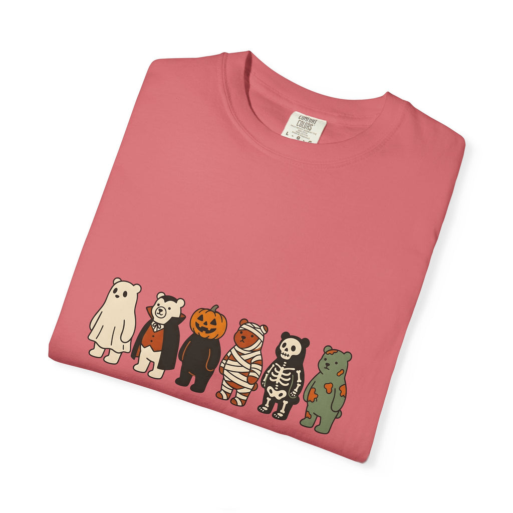 Bear Outfit T-Shirt Halloween Wildlife Gift Women Comic T-Shirt Teddy T-Shirt Halloween Fan Cartoon T-Shirt Animal Graphic Chibi Jack-O-Lantern