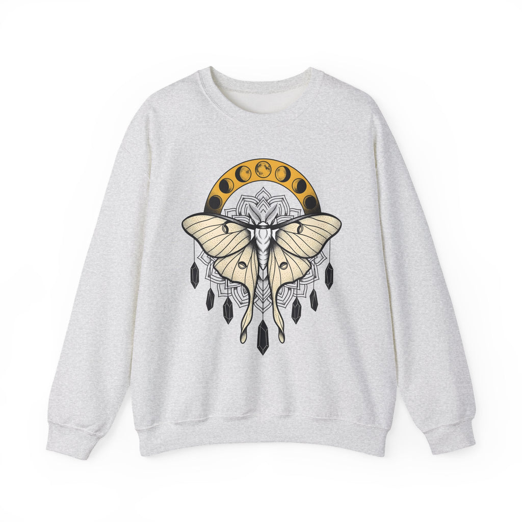 Luna Moth Sweatshirt Boho Chic Mystical Gift Women Mandala Sweatshirt Moon Moth Sweatshirt Hippie Fan Sacred Sweatshirt Spiritual Graphic Line Art Moon Phases