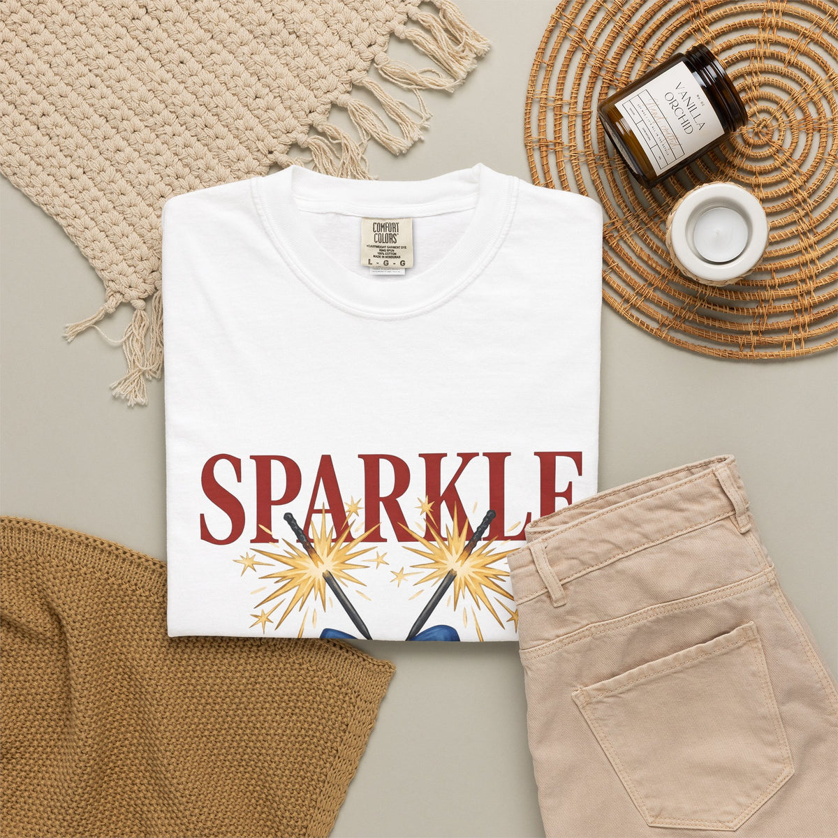 Sparkler Bow T-Shirt 4th Of July America Gift Women Hand Painted T-Shirt Sparkler T-Shirt Independence Day Fan Painted T-Shirt Patriotic Graphic