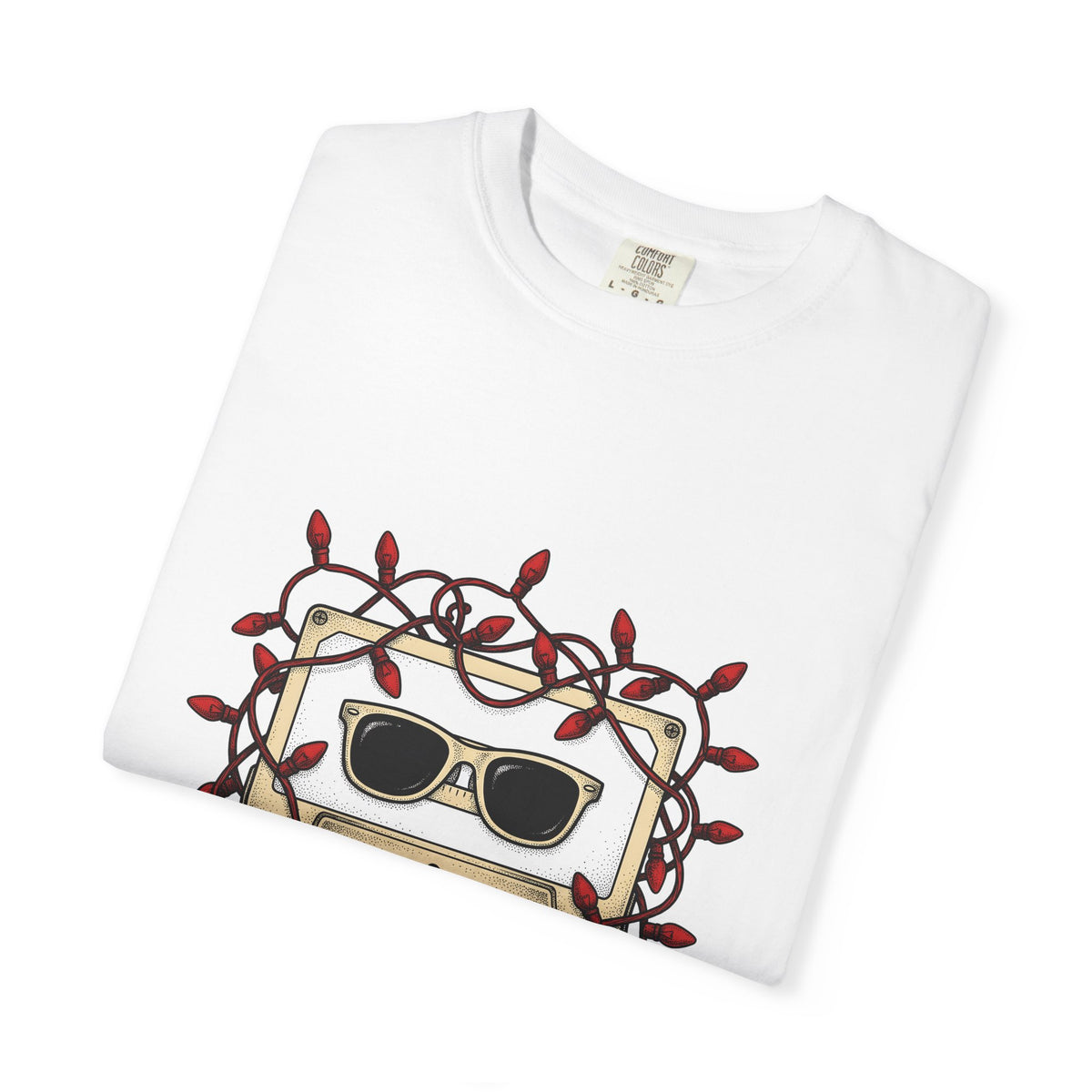 Cassette Tape T-Shirt Christmas Music Gift Women Retro T-Shirt Mixtape T-Shirt Xmas Fan Retro T-Shirt Melody Graphic Vintage Sunglasses T-Shirt
