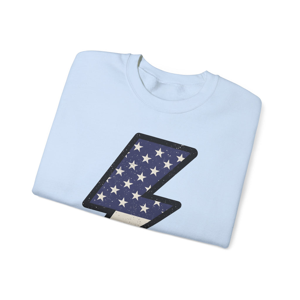 Electric Bolt Sweatshirt 4th Of July Freedom Gift Women Rustic Sweatshirt Lightning Sweatshirt Independence Fan Vintage Sweatshirt Liberty Graphic Nostalgic
