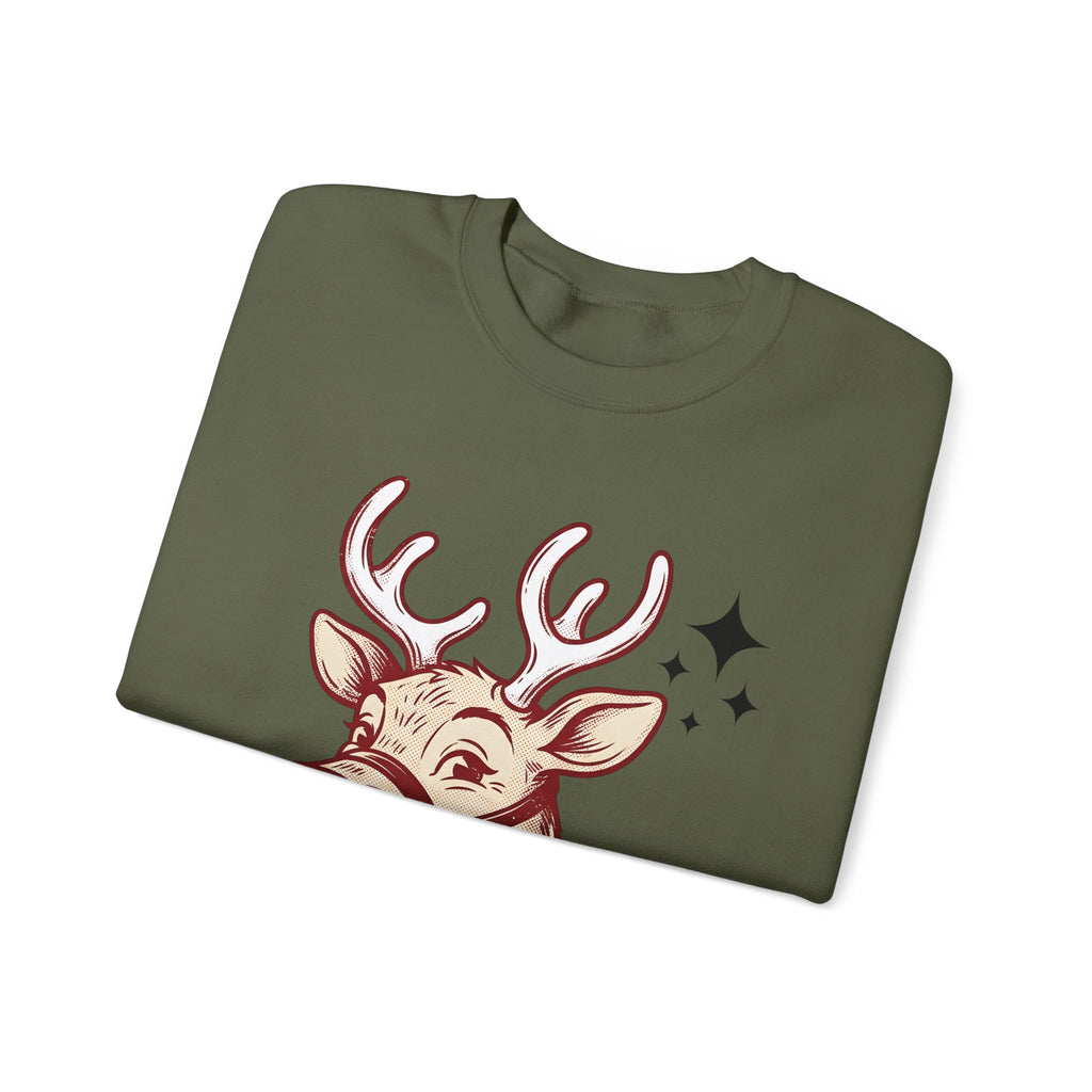 Reindeer Head Sweatshirt Christmas Wildlife Gift Women Antique Sweatshirt Caribou Sweatshirt Xmas Fan Reindeer Graphic Sweatshirt Classic Jingles Sweatshirt