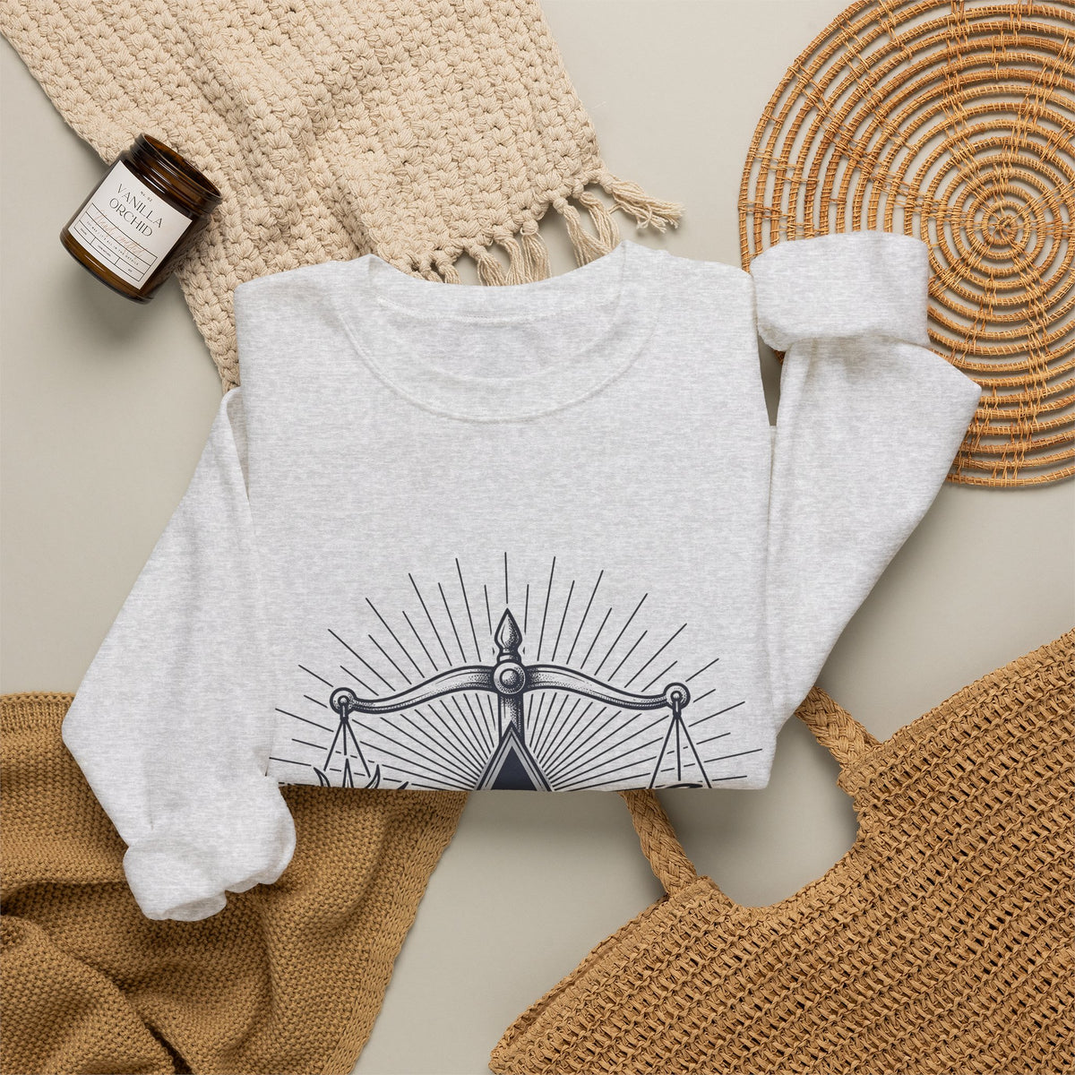 Sun Moon Symmetry Sweatshirt Boho Chic Star Signs Gift Women Fantasy Sweatshirt Lunar Sweatshirt Bohemian Fan Mystical Sweatshirt Zodiac Graphic Sketch Scale