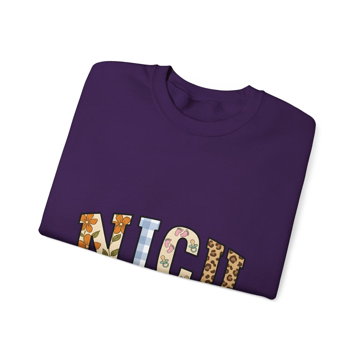 Nicu Letters Pattern Sweatshirt Nurses Baby Gift Women Playful Sweatshirt Neon Letters Sweatshirt Nurse Practitioner Enthusiast Whimsical Sweatshirt Infant