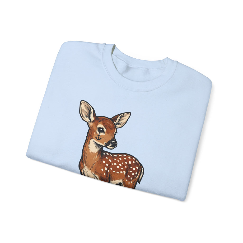 Stag Ink Sweatshirt Funny Wildlife Gift Women Classic Sweatshirt Tattoo Sweatshirt Humor Fan Vintage Sweatshirt Animal Graphic Old School Ship Anchor Sweatshirt