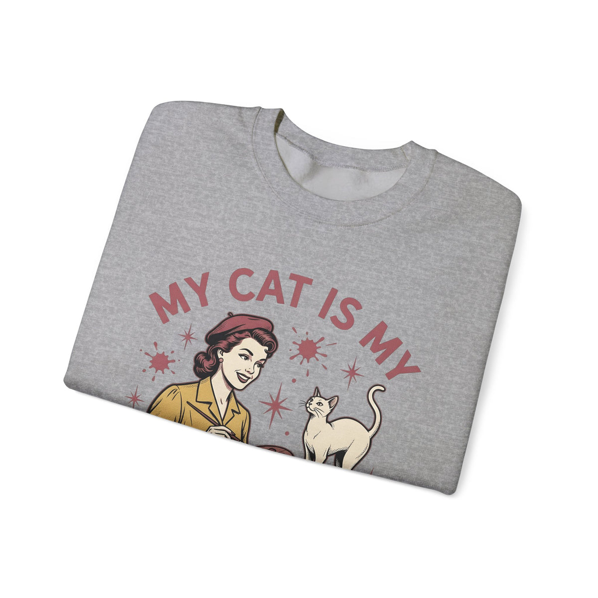 Kitty Artist Sweatshirt Cat Fauna Gift Women Antique Sweatshirt Cat Lady Sweatshirt Feline Fan Vintage Sweatshirt Wildlife Graphic Heritage Art Palette Sweatshirt
