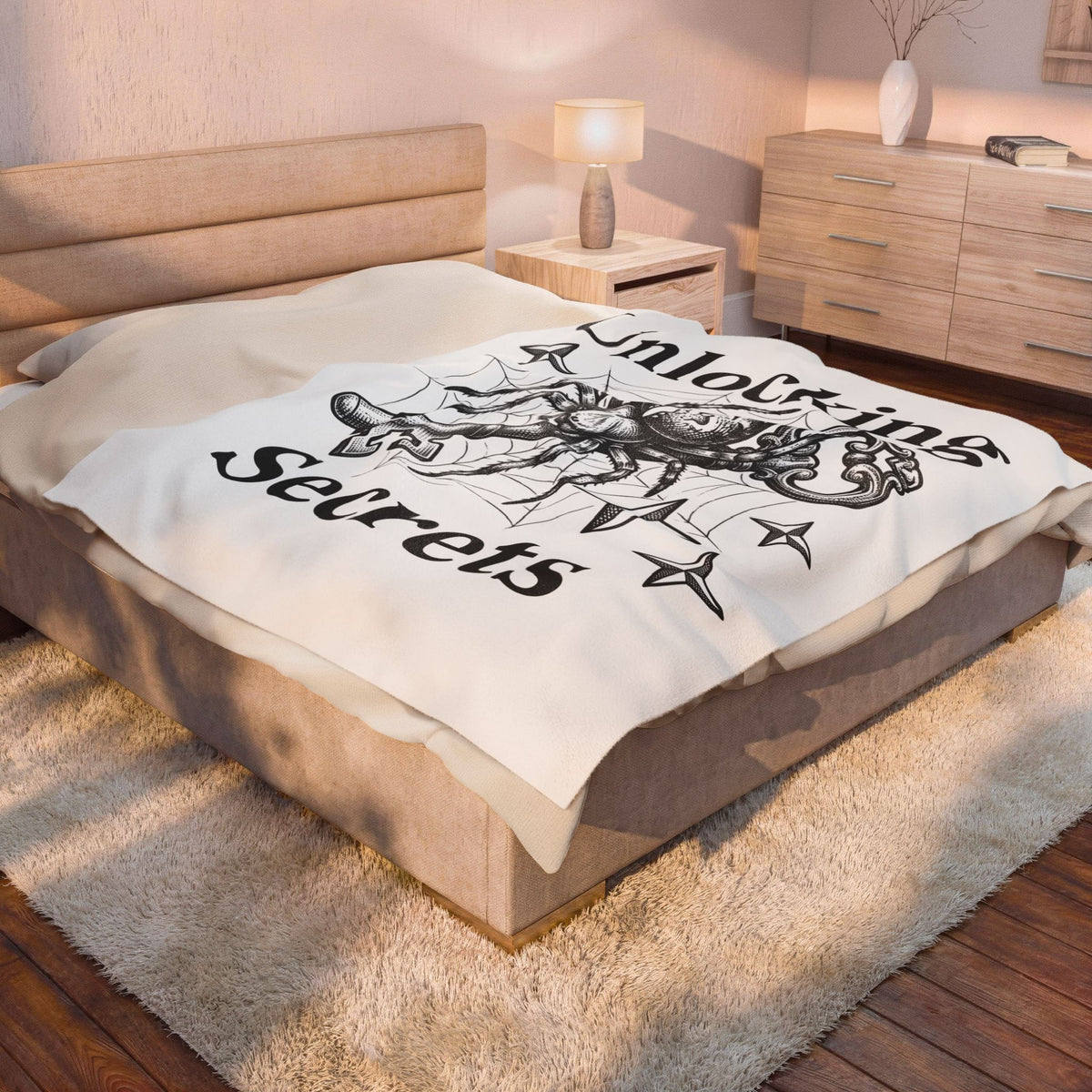 Spider Pendant Blanket Halloween Magic Gift Women Spooky Blanket Spider Necklace Blanket Horror Fan Creepy Art Blanket Mystical Graphic Sketch