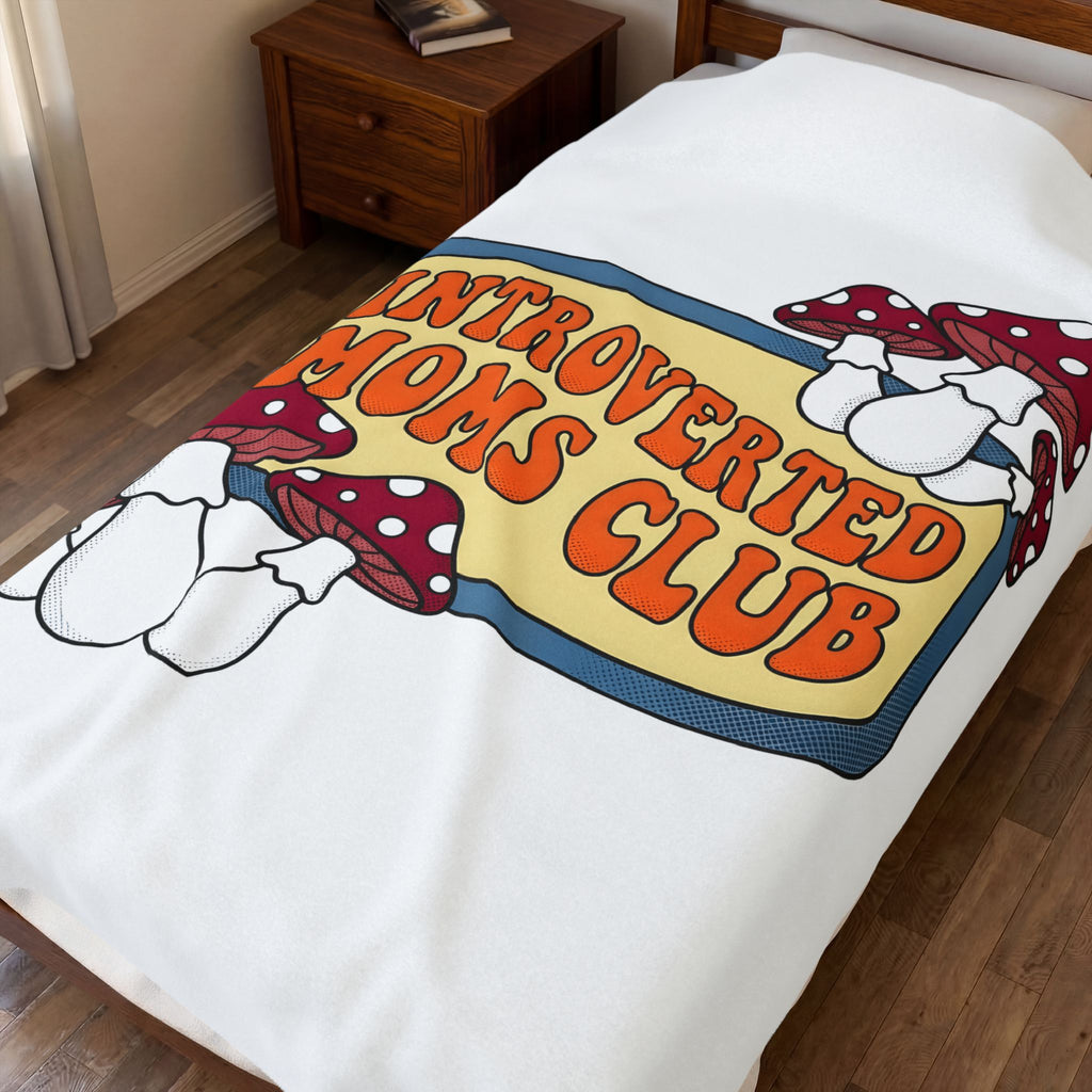 Crimson Fungi Blanket Mom Wildlife Gift Women Old School Blanket Red Fungus Blanket Mother Fan Retro Blanket Animal Graphic Antiqued Dots Blanket