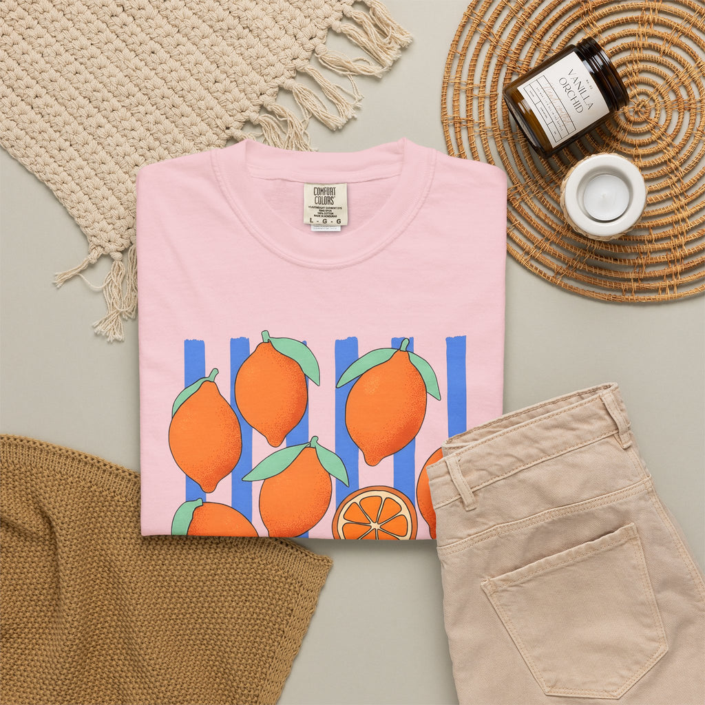 Lemon Fruit T-Shirt Drinks Vacation Gift Women Cartoon T-Shirt Citrus T-Shirt Beverage Fan Cocktail Graphic Classic Orange Segment T-Shirt