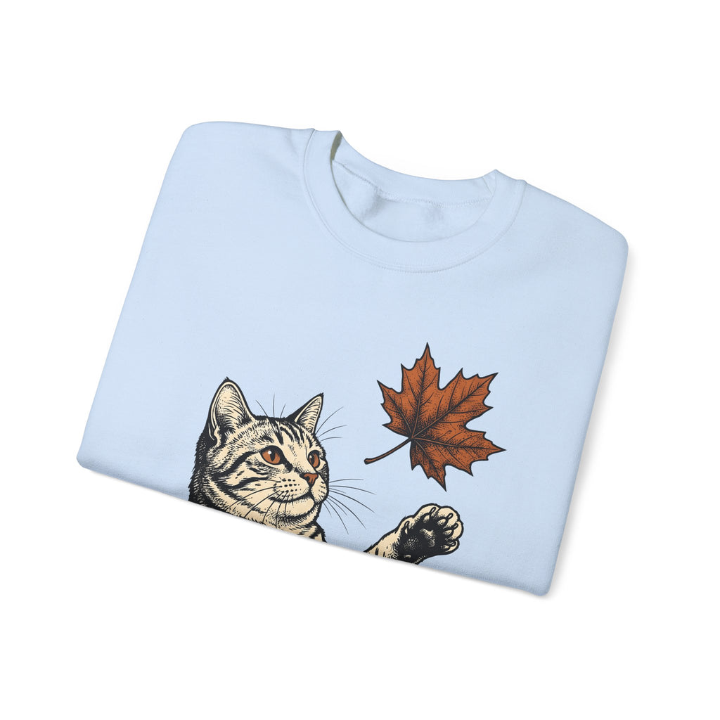 Tabby Cat Sweatshirt Cat Autumn Gift Women Vintage Sweatshirt Kitty Sweatshirt Feline Fan Retro Sweatshirt Fall Graphic Hand Drawn Maple Leaf Sweatshirt