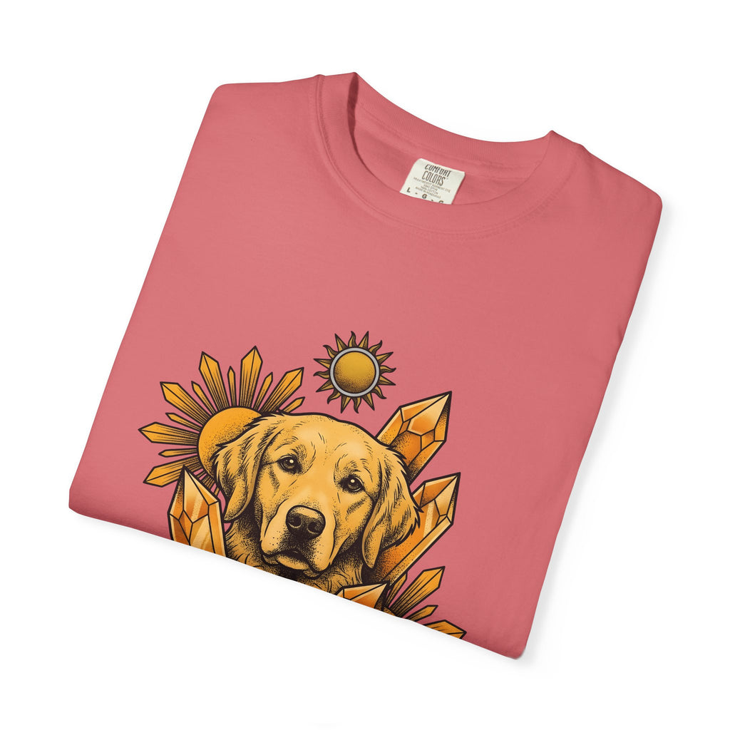 Golden Retriever T-Shirt Dog Sunlight Gift Women Bohemian T-Shirt Retriever T-Shirt Dog Fan Puppy T-Shirt Sunshine Graphic Retro Crystals T-Shirt