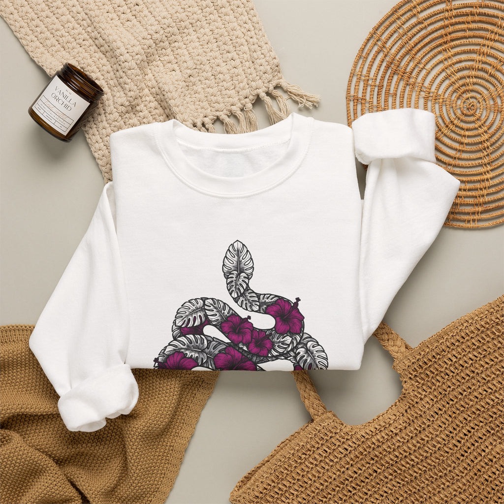Serpent Flower Sweatshirt Boho Chic Spiritual Gift Women Hippie Sweatshirt Snake Flower Sweatshirt Bohemian Enthusiast Psychedelic Sweatshirt Mystical Graphic