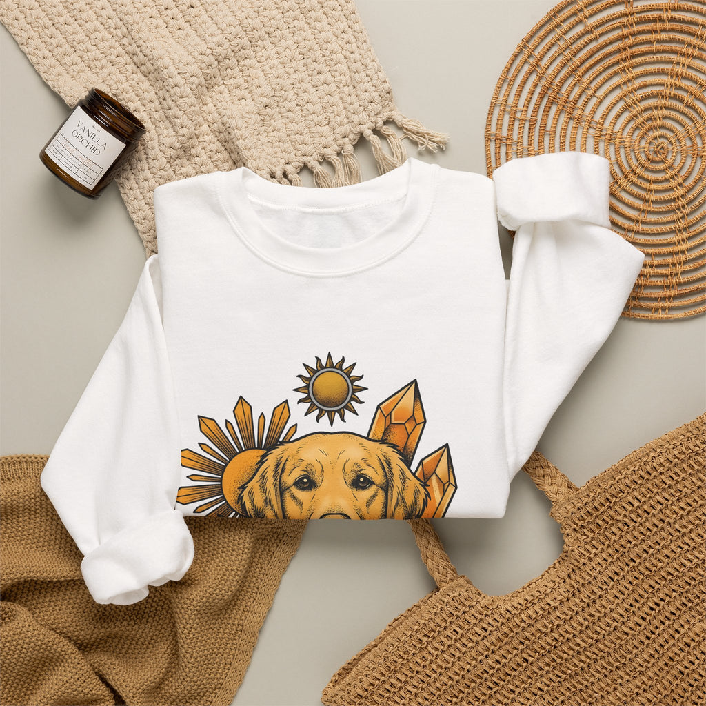 Golden Retriever Sweatshirt Dog Sunlight Gift Women Bohemian Sweatshirt Retriever Sweatshirt Dog Fan Puppy Sweatshirt Sunshine Graphic Retro Crystals Sweatshirt
