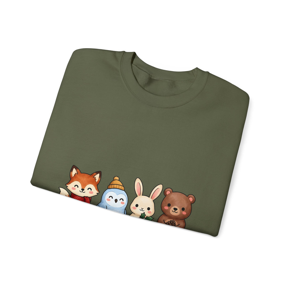 Forest Creatures Sweatshirt Christmas Wildlife Gift Women Adorable Sweatshirt Woodland Sweatshirt Xmas Fan Cute Sweatshirt Animal Graphic Comic Mistletoe
