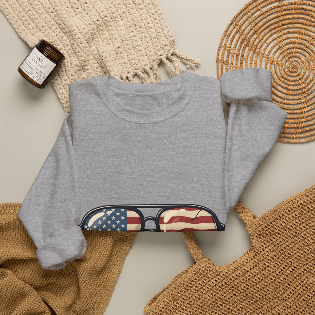 Sunglass Aviators Sweatshirt 4th Of July Freedom Gift Women Hand Drawn Sweatshirt Shades Sweatshirt Independence Day Fan Illustrated Sweatshirt Liberty Graphic