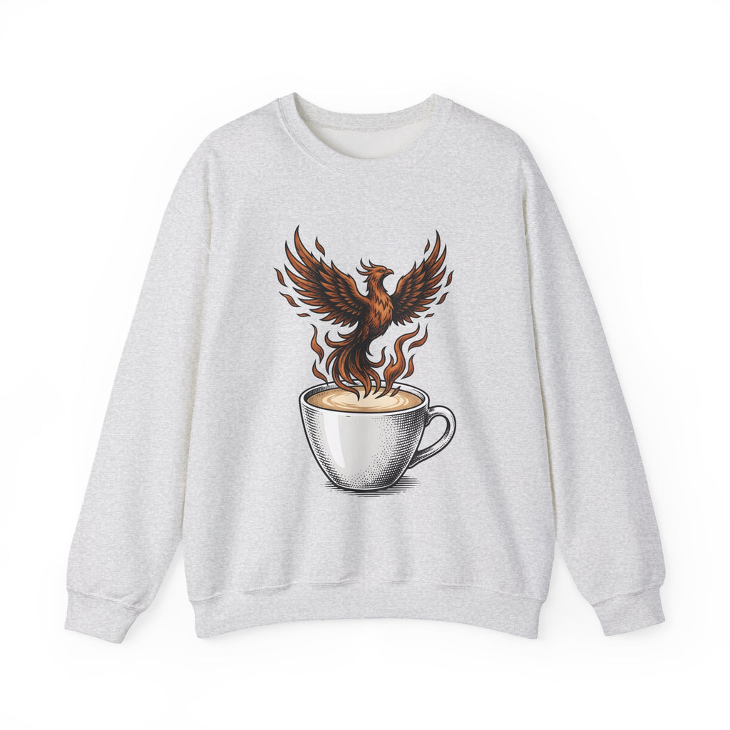 Phoenix Coffee Cup Sweatshirt Coffee Fantasy Gift Women Tattoo Sweatshirt Coffee Sweatshirt Sweatshirt Coffee Fan Ink Sweatshirt Mythical Graphic Vintage Flames
