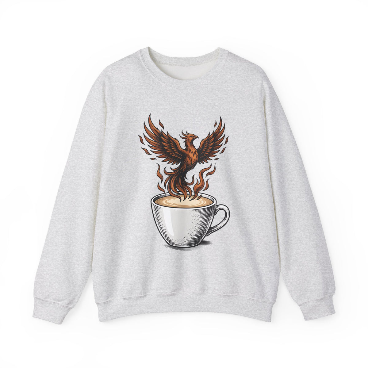 Phoenix Coffee Cup Sweatshirt Coffee Fantasy Gift Women Tattoo Sweatshirt Coffee Sweatshirt Sweatshirt Coffee Fan Ink Sweatshirt Mythical Graphic Vintage Flames