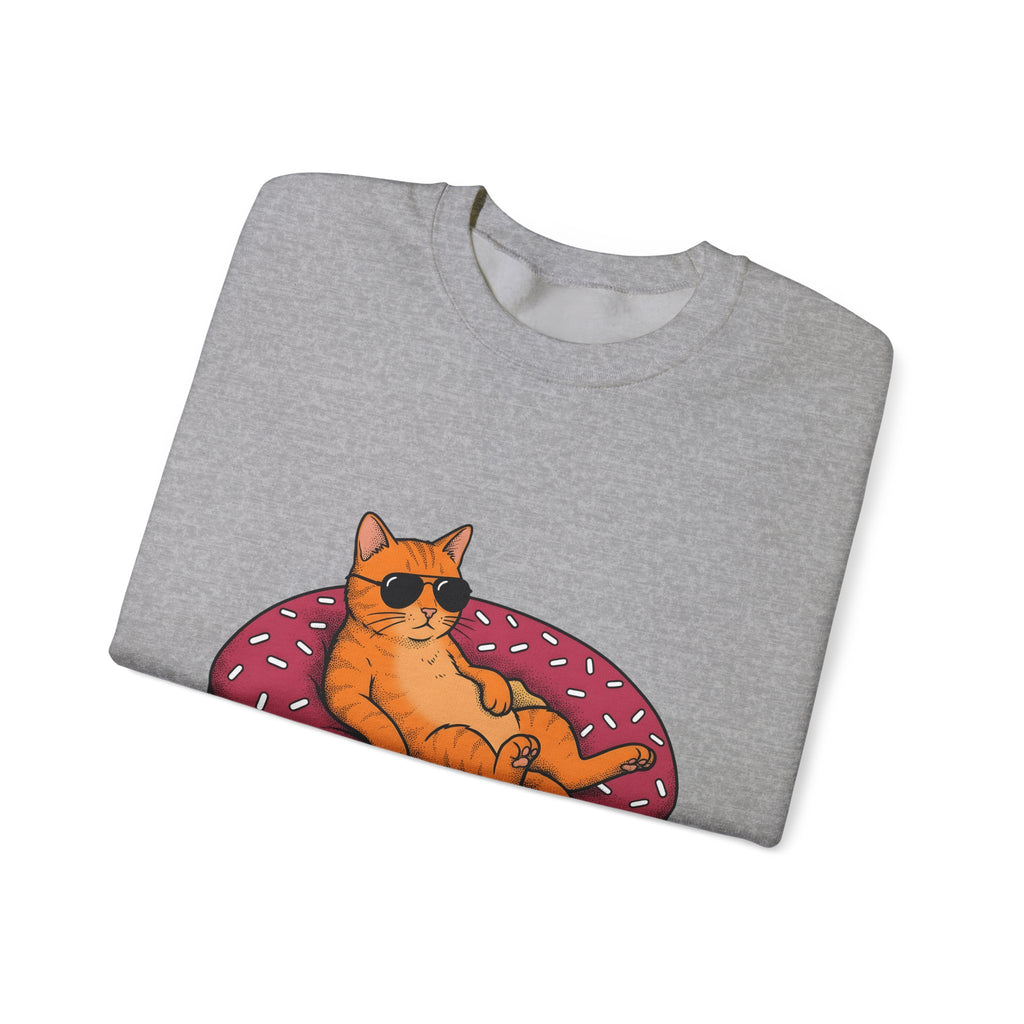 Feline Donut Sweatshirt Cat Cuisine Gift Women Animated Sweatshirt Cat Sweatshirt Cat Fan Kitty Sweatshirt Food Graphic Classic Glasses Sweatshirt