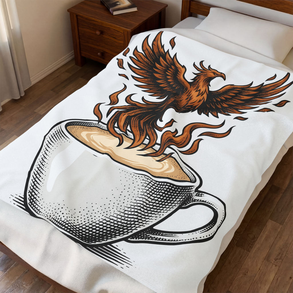 Phoenix Coffee Cup Blanket Coffee Fantasy Gift Women Tattoo Blanket Coffee Blanket Blanket Coffee Fan Ink Blanket Mythical Graphic Vintage Flames