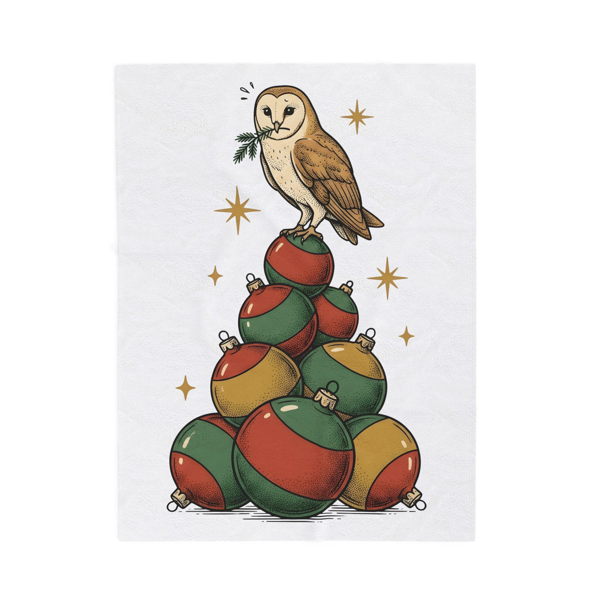 Owl Christmas Tree Blanket Christmas Animals Gift Women Vintage Blanket Christmas Tree Blanket Holiday Fan Retro Blanket Wildlife Graphic Hand