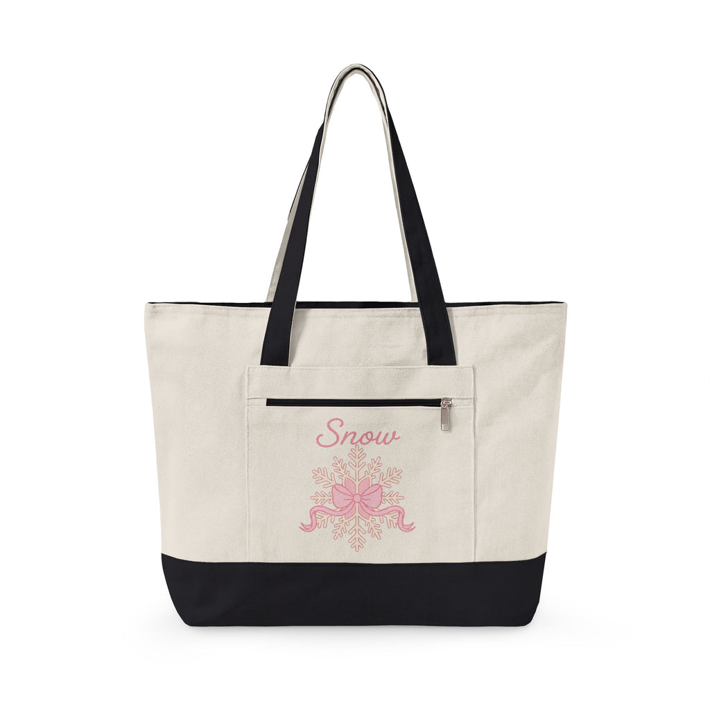 Snowflake Knot Winter Yuletide Gift Playful Frost Snow Fan Ice Crystal Christmas Sleek Band Tote Bag