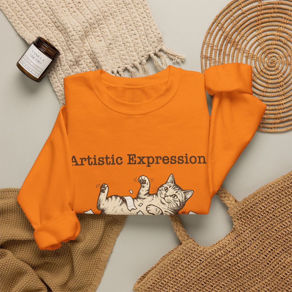 Funny Cat Sweatshirt Cat Joke Gift Women Cartoon Sweatshirt Kitten Sweatshirt Feline Fan Cartoonish Sweatshirt Pun Graphic Hand Drawn Paper Towel Sweatshirt