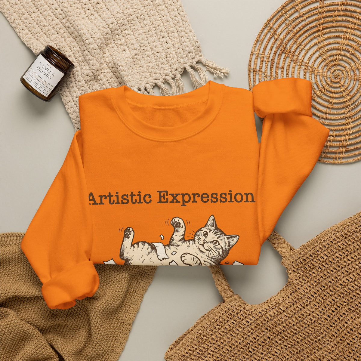 Funny Cat Sweatshirt Cat Joke Gift Women Cartoon Sweatshirt Kitten Sweatshirt Feline Fan Cartoonish Sweatshirt Pun Graphic Hand Drawn Paper Towel Sweatshirt