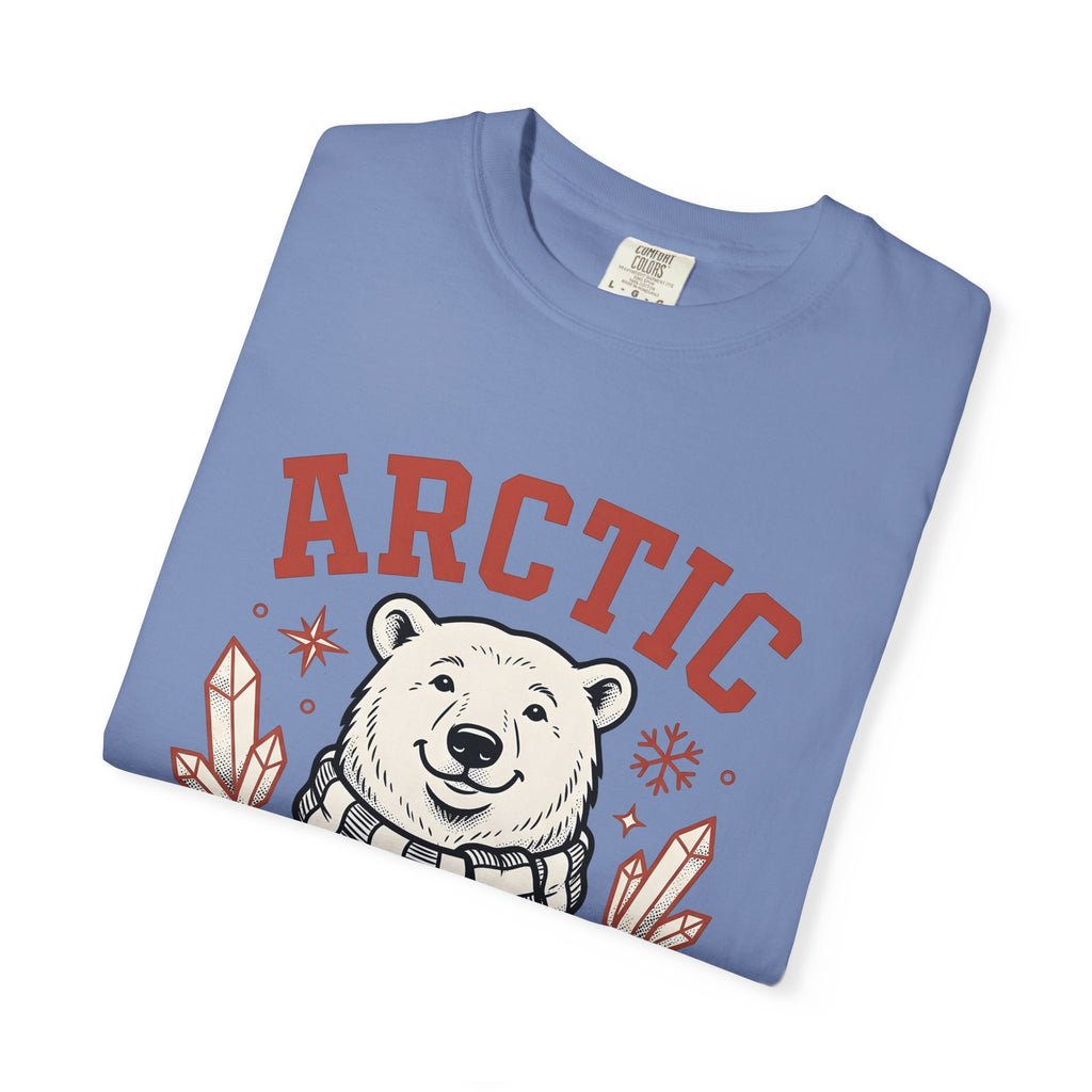 White Bear T-Shirt Christmas Cold Season Gift Women Comic T-Shirt Polar Bear T-Shirt Winter Fan Cartoon T-Shirt Frost Graphic Retro Ice Crystals