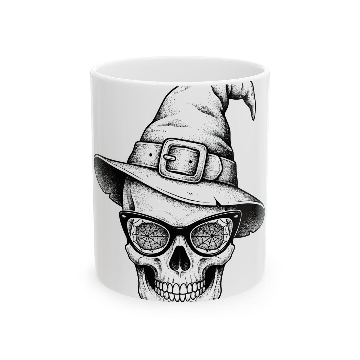 Skeleton Witch Hat Mug Halloween Dark Gift Women Traditional Tattoo Mug Witch Hat Mug Horror Fan Tattooed Mug