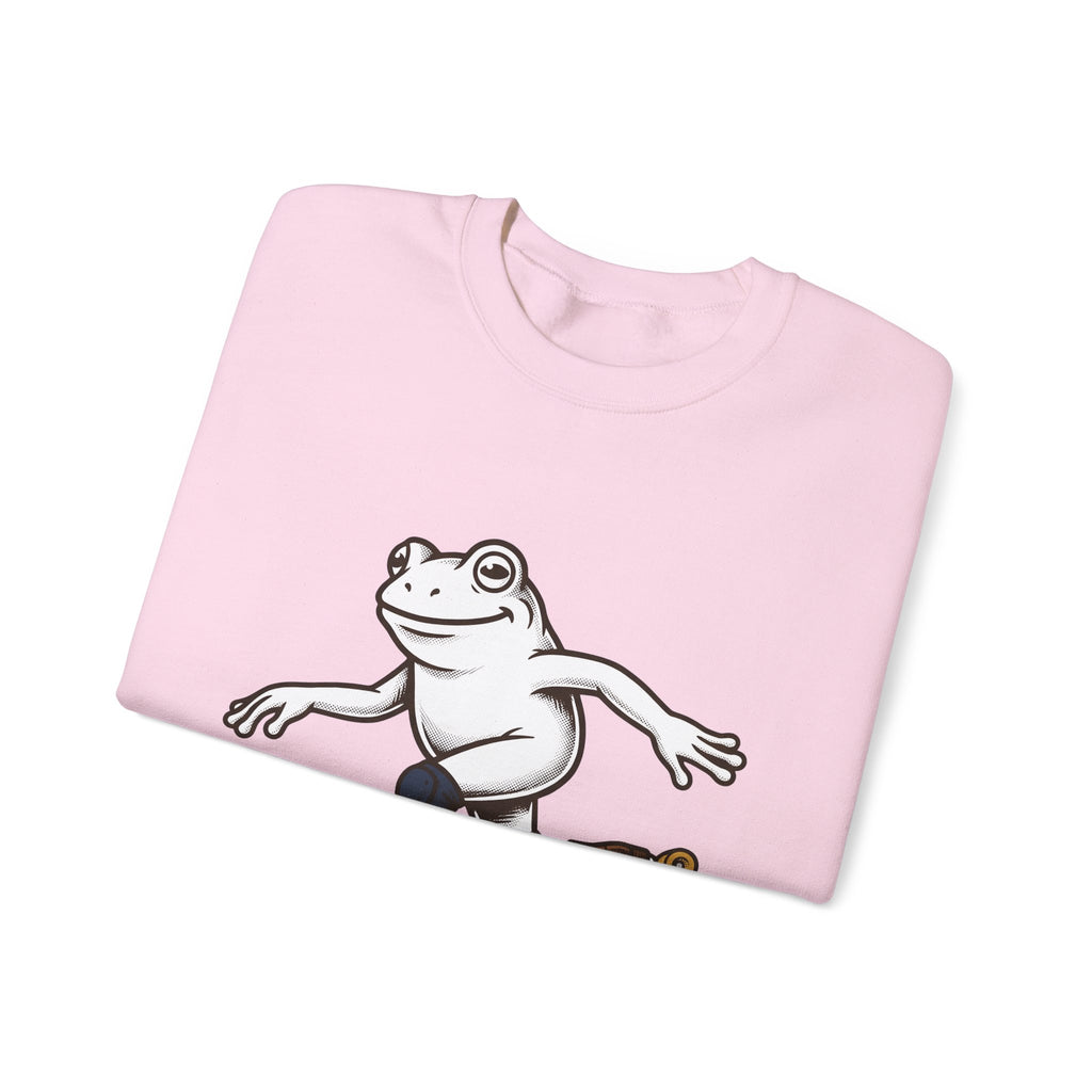 Skating Frog Sweatshirt Sports Wildlife Gift Women Comic Sweatshirt Toad Sweatshirt Athlete Fan Cartoon Sweatshirt Animal Graphic Vintage Pads Sweatshirt
