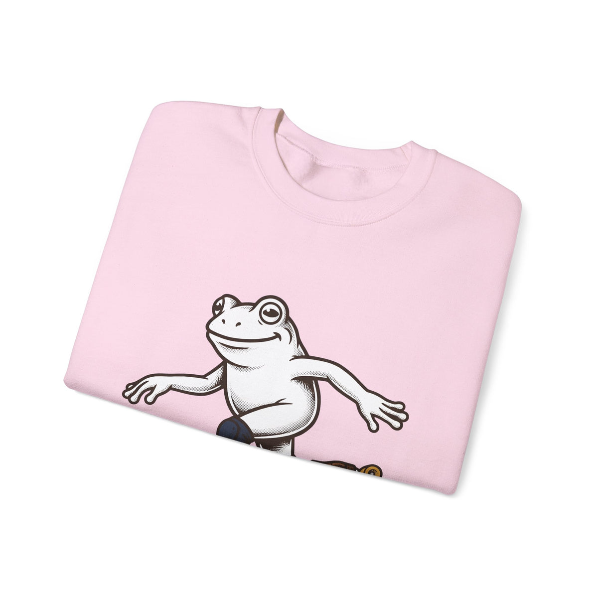 Skating Frog Sweatshirt Sports Wildlife Gift Women Comic Sweatshirt Toad Sweatshirt Athlete Fan Cartoon Sweatshirt Animal Graphic Vintage Pads Sweatshirt