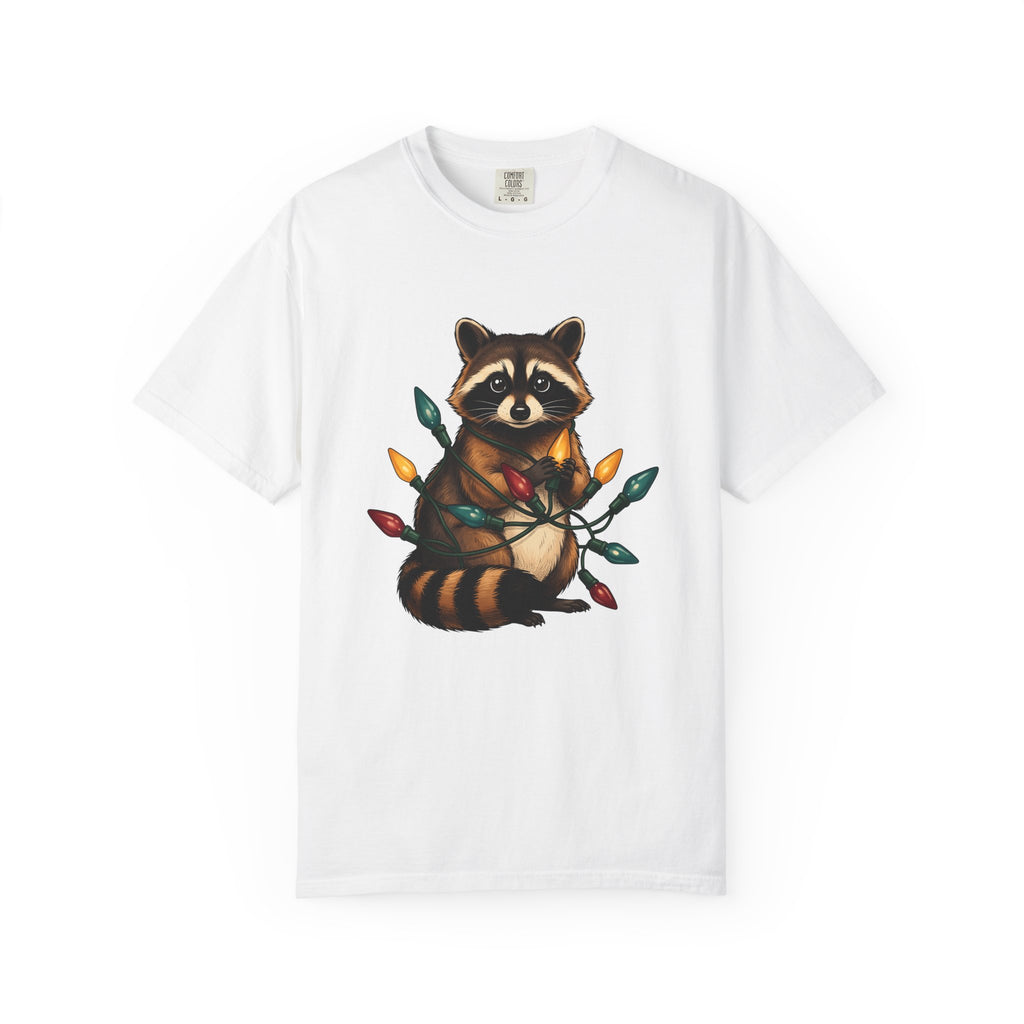 Raccoon Animals Seasonal Gift Playful Trash Panda Wildlife Fan Quirky Christmas Cartoon T-Shirt