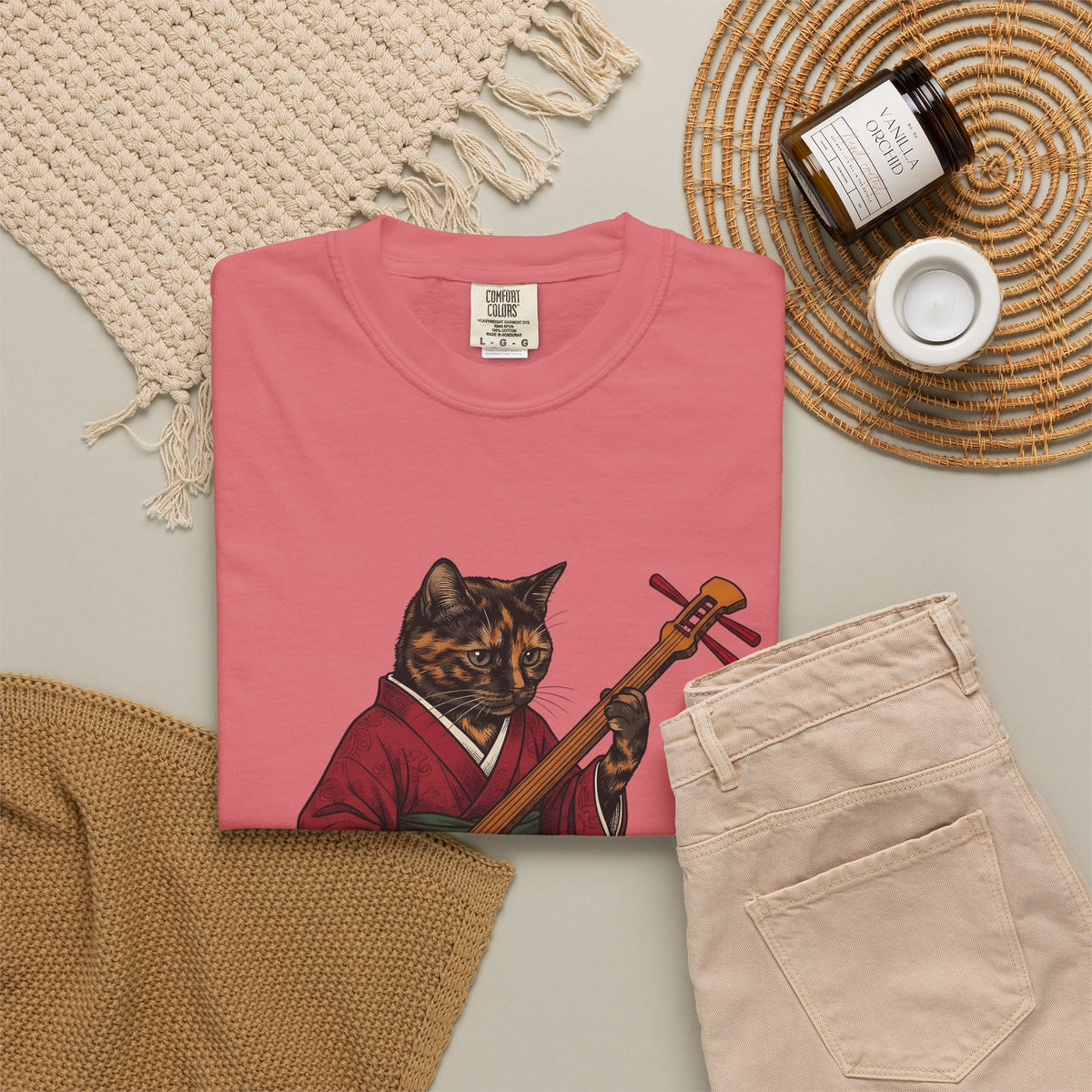 Yukata Cat T-Shirt Cat Sound Gift Women Asian Art T-Shirt Cat T-Shirt Feline Fan Japanese Art T-Shirt Music Graphic Hand Drawn Piano T-Shirt