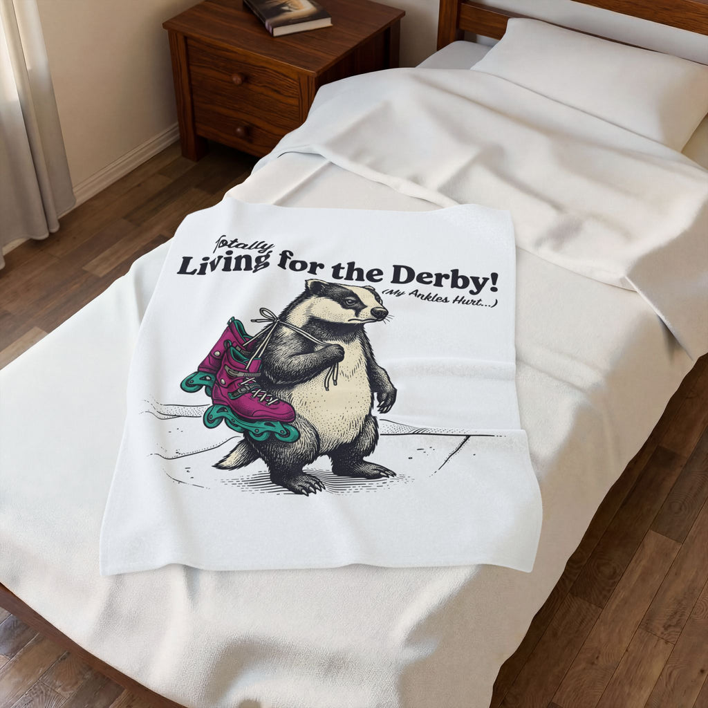 Badger Roller Skates Blanket Funny Pet Gift Women Retro Blanket Roller Skating Blanket Humor Fan Vintage Blanket Animal Graphic Sketch Creature